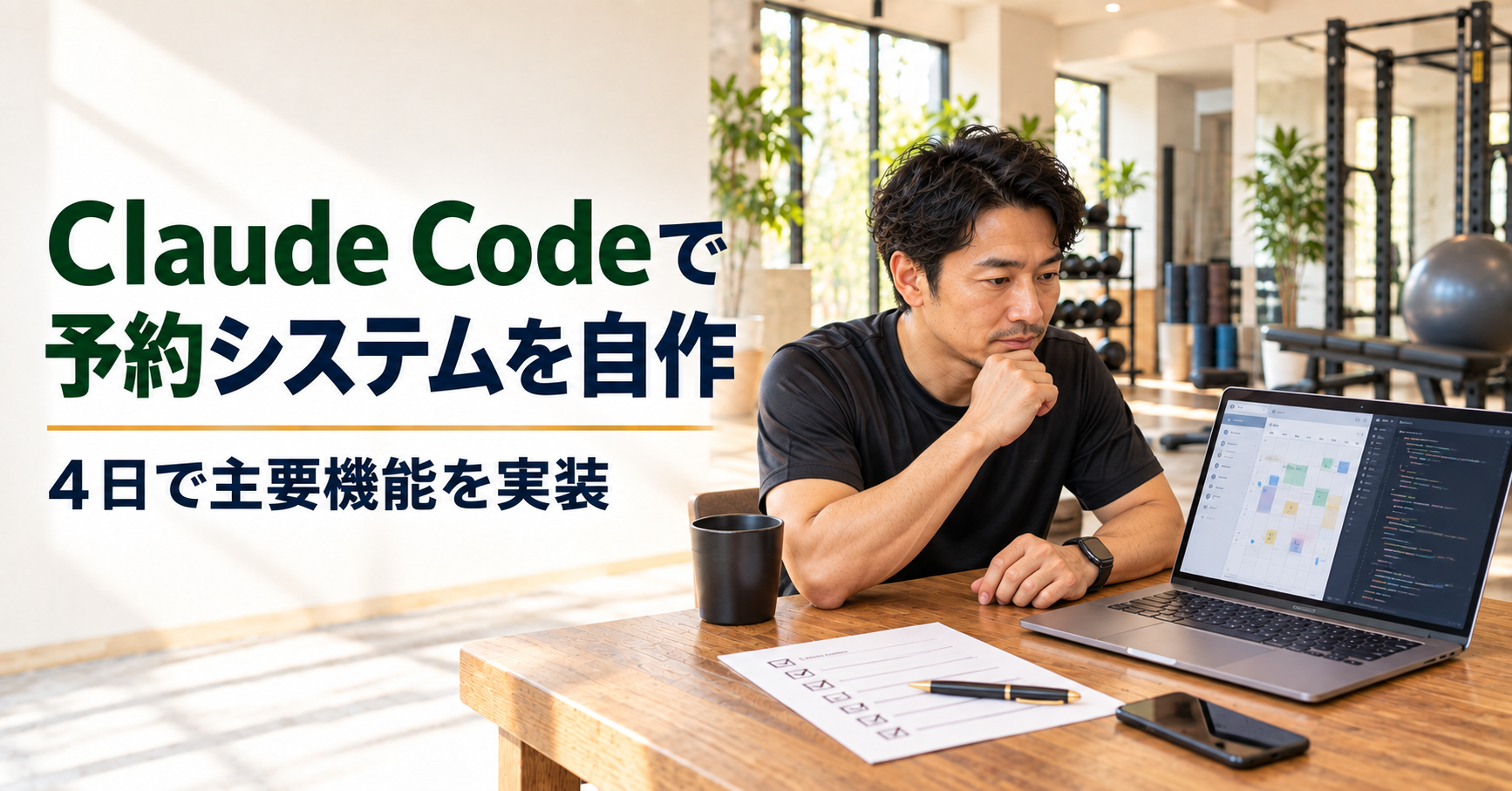 Claude Codeで予約システムを自作し、4日で主要機能を実装した記事のアイキャッチ画像